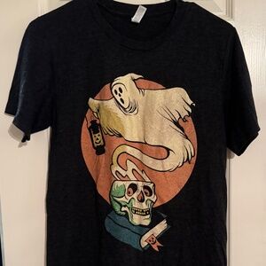 Creepy Co Dark Gray Ghost Pumpkin Skull Halloween T Shirt Size Small S